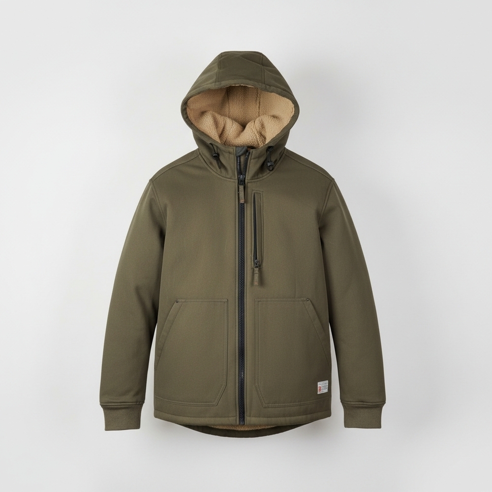 Mens Free Country Khaki Jacket with Hood Sz M - Picture 1 of 11